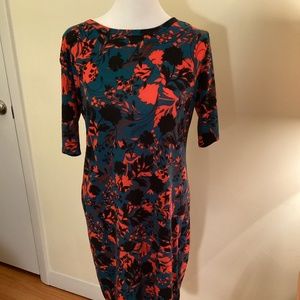 🌺 LuLaRoe Teal, Coral & Black Large Floral Dress